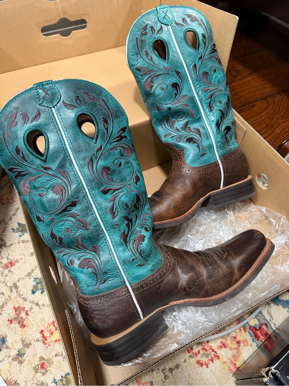 Twisted X Teal and Brown Western Boots